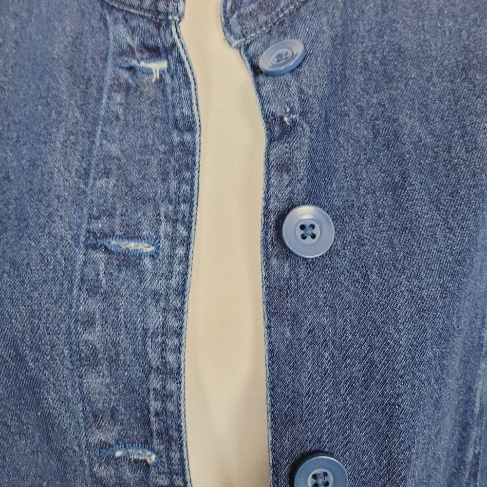 ALC Sz Large Denim Jean Jacket Blue Medium Wash Women's Casual Wear Fall Winter